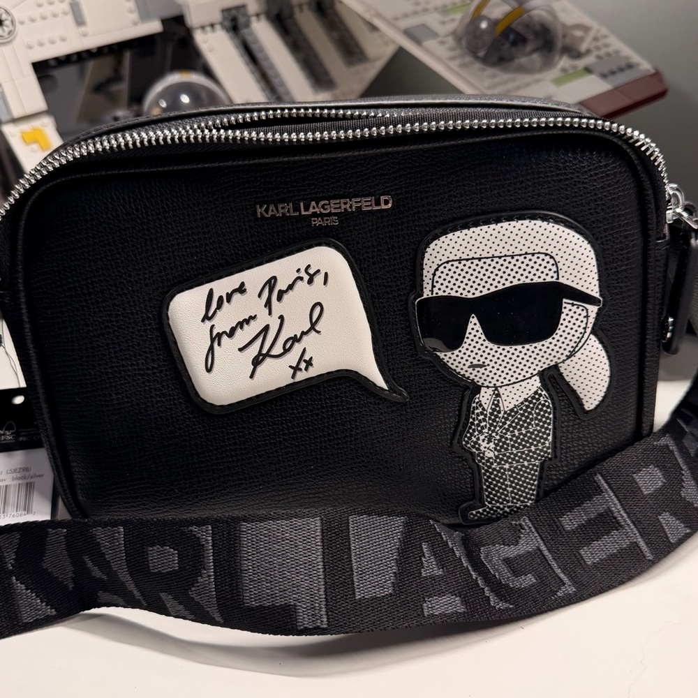 Karl Lagerfeld Black Leather Camera Bag